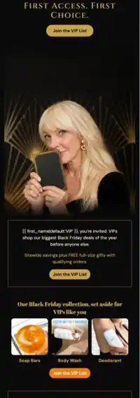 Art Deco email example: First Access. First Choice.