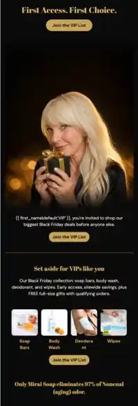 Gilded Noir email example: First Access. First Choice.
